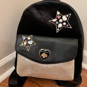 Betsey Johnson Mini Backpack — NWT — Gold and Black — Jewel Stars